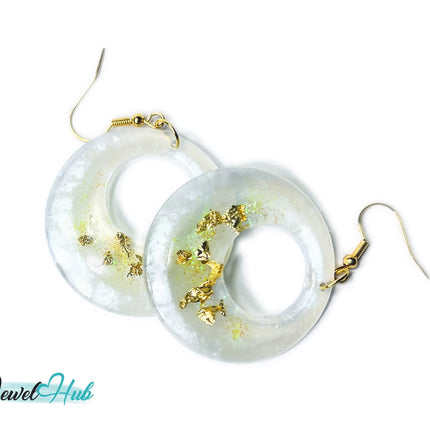 Milky Glow Golden Frost Glitter Resin Earrings EM