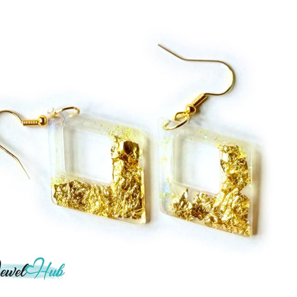 Milky Glow Golden Frost Glitter Resin Kite-shape Earrings EM
