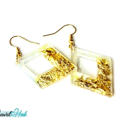 Milky Glow Golden Frost Glitter Resin Kite-shape Earrings EM