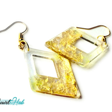 Milky Glow Golden Frost Glitter Resin Kite-shape Earrings EM
