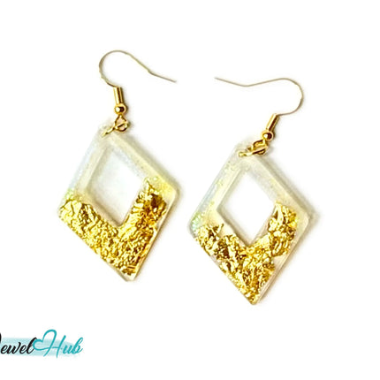 Milky Glow Golden Frost Glitter Resin Kite-shape Earrings EM