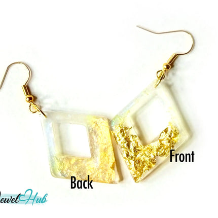 Milky Glow Golden Frost Glitter Resin Kite-shape Earrings EM