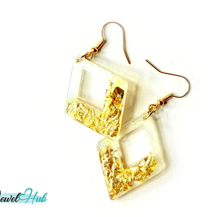 Milky Glow Golden Frost Glitter Resin Kite-shape Earrings EM