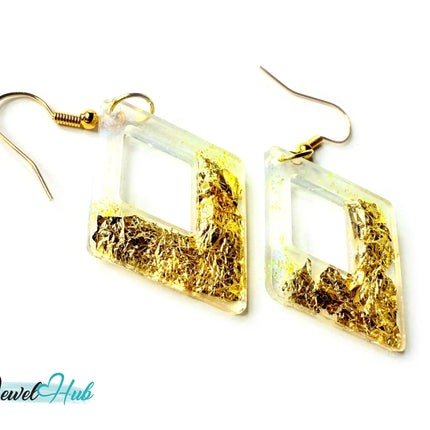 Milky Glow Golden Frost Glitter Resin Kite-shape Earrings EM