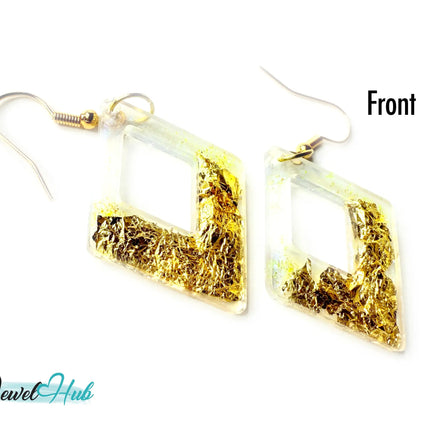 Milky Glow Golden Frost Glitter Resin Kite-shape Earrings EM