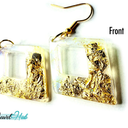 Milky Glow Golden Frost Glitter Resin Kite-shape Earrings EM