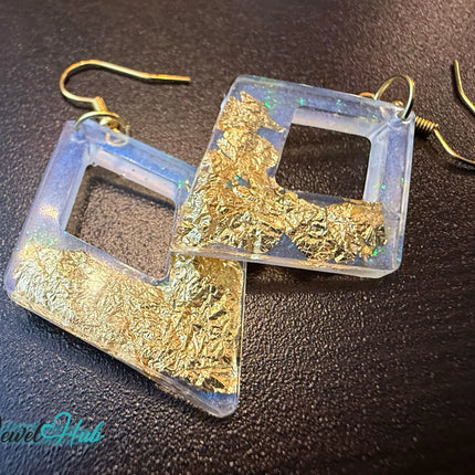Milky Glow Golden Frost Glitter Resin Kite-shape Earrings EM
