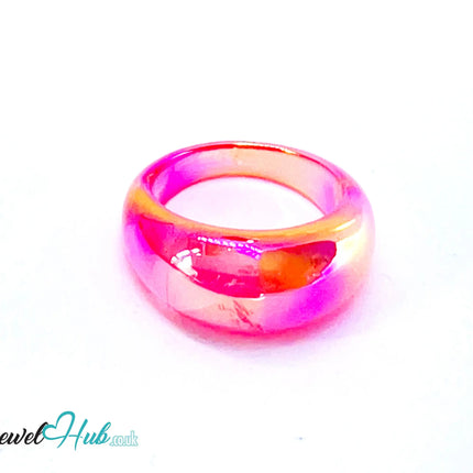 🔥 Warm Colour Resin Ring (Pink) UK P · US 7.5 · Lightweight Gloss Band in Pink Glow CT