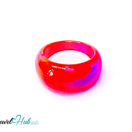 🔥 Warm Colour Resin Rings (Red) UK P · US 7.5 · Sunset-Inspired Statement Band CT