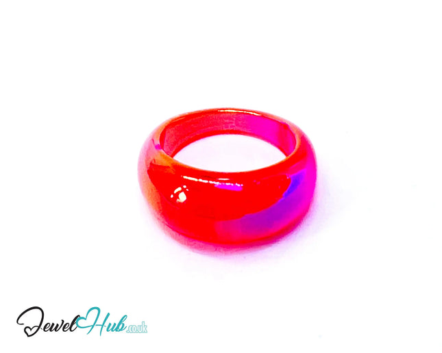 🔥 Warm Colour Resin Rings (Red) UK P · US 7.5 · Sunset-Inspired Statement Band CT