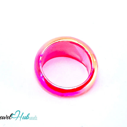 🔥 Warm Colour Resin Ring (Pink) UK P · US 7.5 · Lightweight Gloss Band in Pink Glow CT