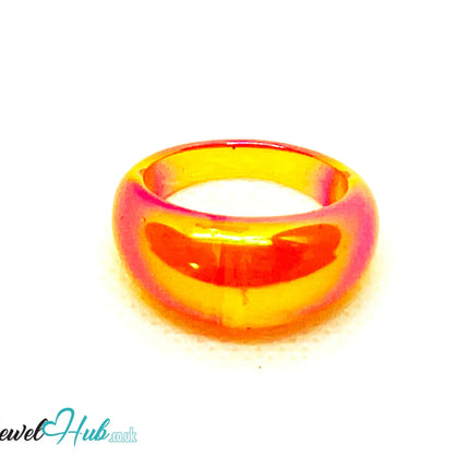 🔥 Warm Colour Resin Ring (Orange) UK P · US 7.5 · Gloss Band in Citrus Glow CT