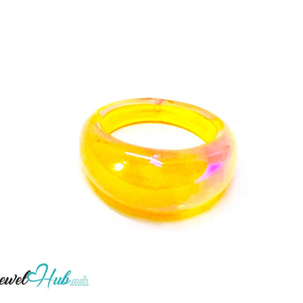 🍋 Lemon Glow Resin Ring (Yellow) – UK P · US 7 · Translucent Sculptural Band CT