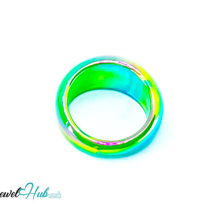 🌿 Green Resin Ring (Iridescent) UK P · US 7.5 · Gloss Sculptural Band CT