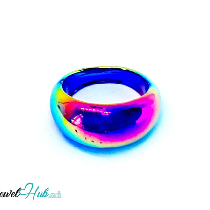 🌌 Dark Blue Resin Ring (Iridescent) UK N · US 6.75 · Gloss Sculptural Band CT