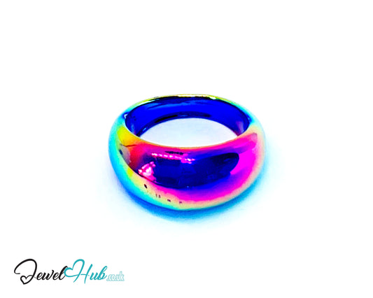 🌌 Dark Blue Resin Ring (Iridescent) UK N · US 6.75 · Gloss Sculptural Band
