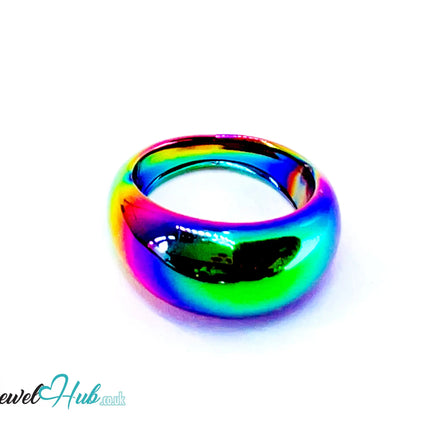 🌈 AB Gloss Band Resin Ring (Rainbow Iridescent) UK N · US 6.75 · Sculptural Band CT