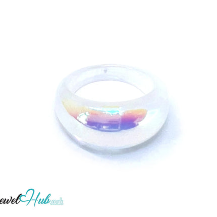 🤍 Iridescent Gloss Band Resin Ring (White) UK P · US 7.5 · Sculptural Band CT