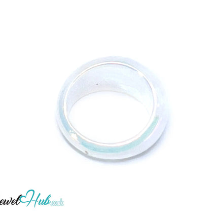 🤍 Iridescent Gloss Band Resin Ring (White) UK P · US 7.5 · Sculptural Band CT