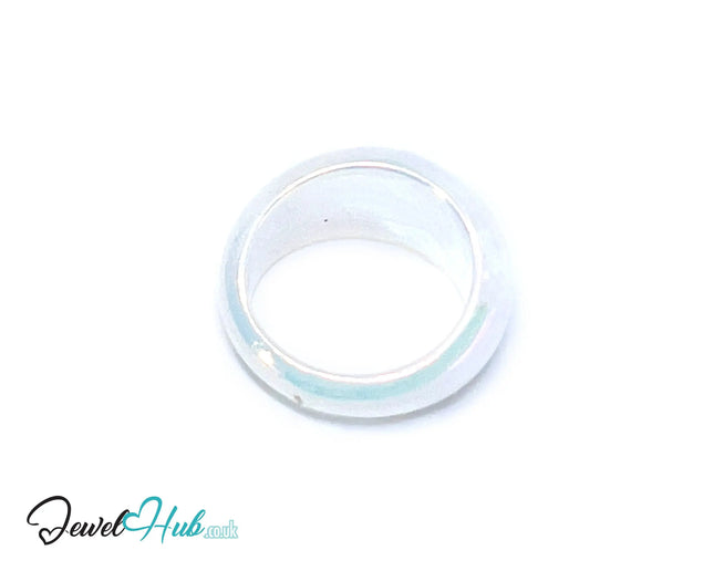 🤍 Iridescent Gloss Band Resin Ring (White) UK P · US 7.5 · Sculptural Band CT