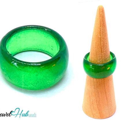 💚 BloomPop Resin Ring (Green) UK N · US 7 · Glossy Finish with Botanical Glow CT