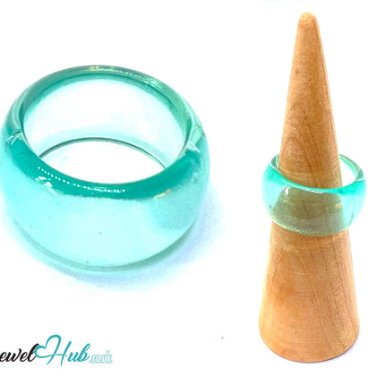 🩵 BloomPop Resin Ring (Cyan) UK O · US 7.5 · Glossy Finish with Aqua Glow CT