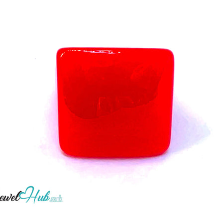 🟥 Bold Resin Ring – UK P · US 8 · Sculptural Square · Handcrafted Statement · 7.56g CT