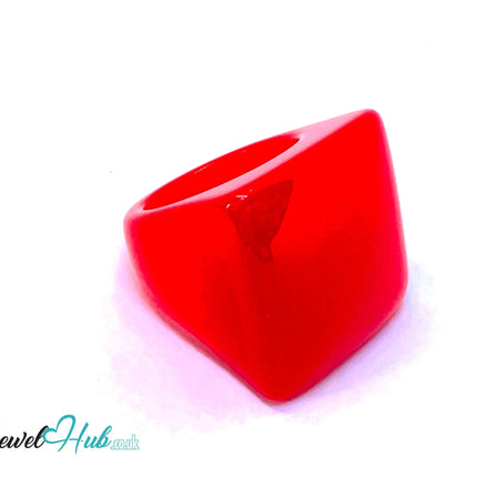 🟥 Bold Resin Ring – UK P · US 8 · Sculptural Square · Handcrafted Statement · 7.56g CT