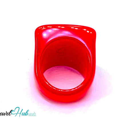 🟥 Bold Resin Ring – UK P · US 8 · Sculptural Square · Handcrafted Statement · 7.56g CT