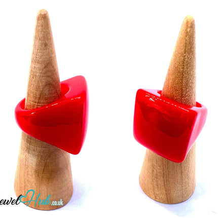 🟥 Bold Resin Ring – UK P · US 8 · Sculptural Square · Handcrafted Statement · 7.56g CT
