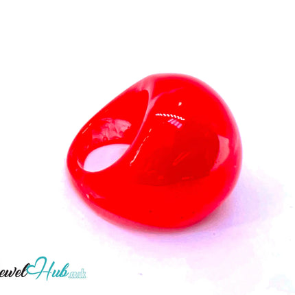 🔴 Giant Resin Ring – US P · US 8 · Bold Sculptural Red · Handcrafted · 11.26g CT
