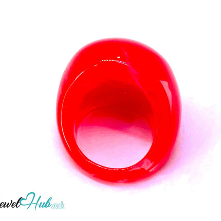 🔴 Giant Resin Ring – US P · US 8 · Bold Sculptural Red · Handcrafted · 11.26g CT