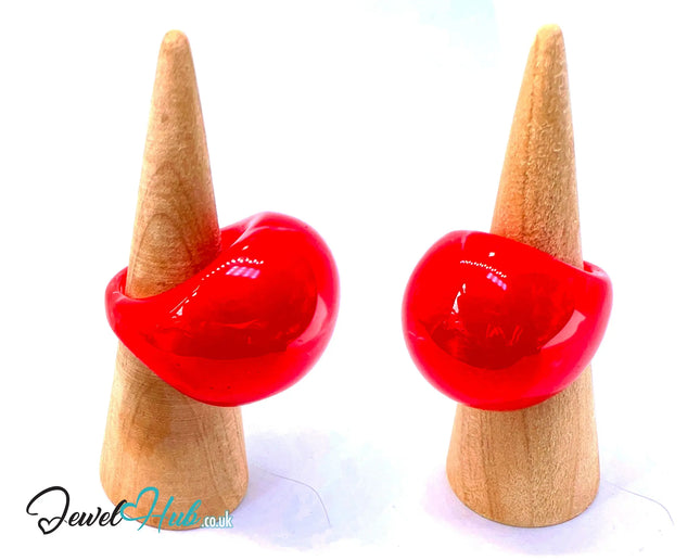 🔴 Giant Resin Ring – US P · US 8 · Bold Sculptural Red · Handcrafted · 11.26g CT