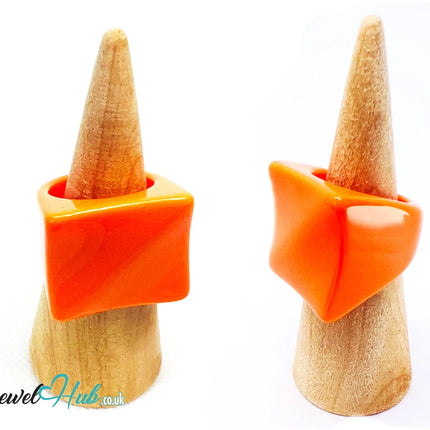 Resin Ring 🧡 EmberEdge – UK P · US 8 · Giant Series · Handcrafted Resin · 7.24g CT