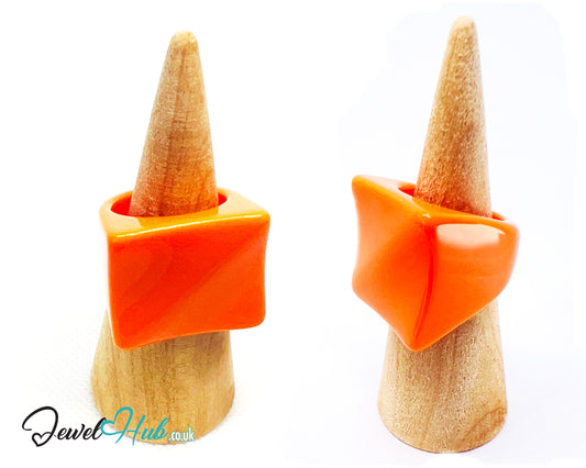 🧡 EmberEdge Resin Ring – UK P · US 8 · Giant Series · Handcrafted Resin · 7.24g