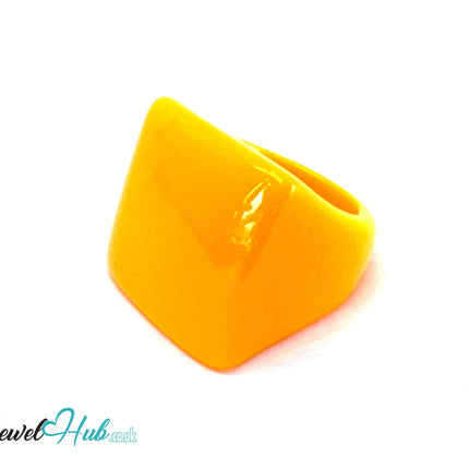 🟨 Bold Resin Rings – US O · US 7.5 · Sculptural Yellow · Geometric Statement · Handcrafted · 7.42g CT