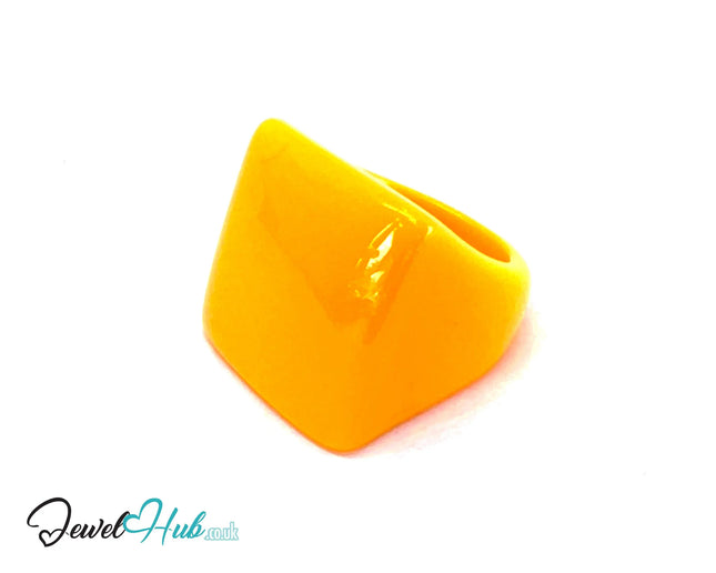 🟨 Bold Resin Rings – US O · US 7.5 · Sculptural Yellow · Geometric Statement · Handcrafted · 7.42g CT