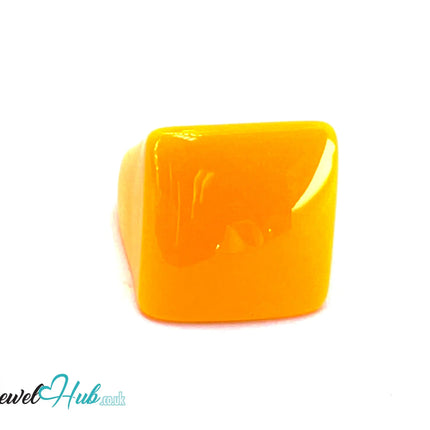 🟨 Bold Resin Rings – US O · US 7.5 · Sculptural Yellow · Geometric Statement · Handcrafted · 7.42g CT