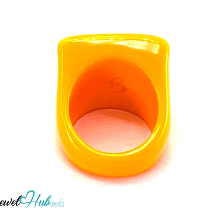 🟨 Bold Resin Rings – US O · US 7.5 · Sculptural Yellow · Geometric Statement · Handcrafted · 7.42g CT