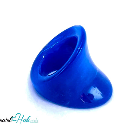 🔵 Giant Resin Ring – US Q · US 8.5 · Deep Blue · Sculptural Shine · Handcrafted · 11g CT