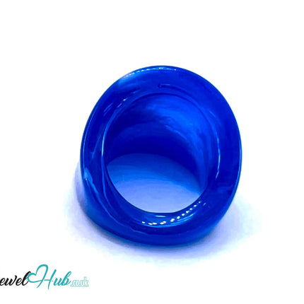 🔵 Giant Resin Ring – US Q · US 8.5 · Deep Blue · Sculptural Shine · Handcrafted · 11g CT