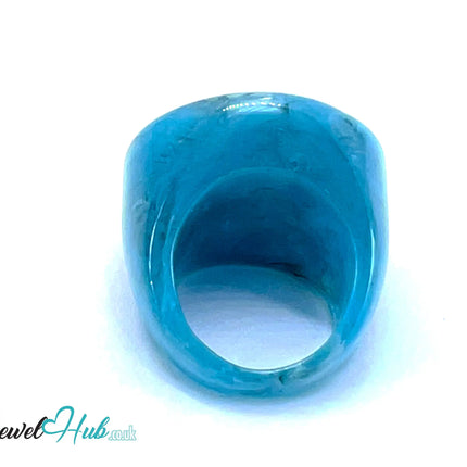 🔷 Petite Sculptural Resin Rings – US N · US 7 · Marbled Blue · Handcrafted · 7.83g CT