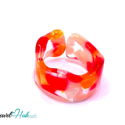🍊 Open-End Resin Ring – US O · US 7.5 · Citrus Swirl · Handcrafted CT