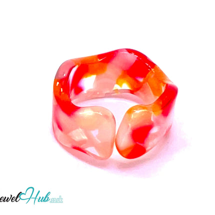 🍊 Open-End Resin Ring – US O · US 7.5 · Citrus Swirl · Handcrafted CT