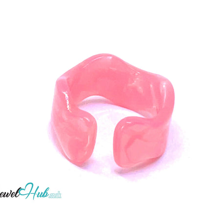 🌸 Open-End Resin Ring – US O · US 7.5 · Blossom Pink · Handcrafted CT