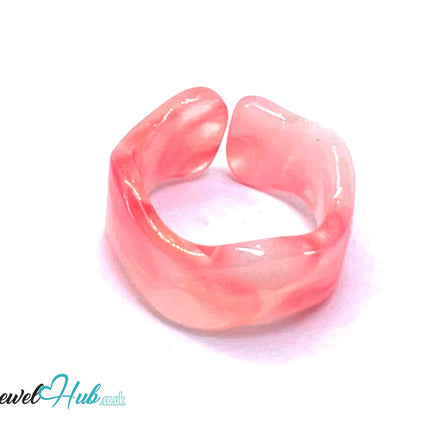 🌷 Open-End Resin Ring – US O · US 7.5 · Soft Rose · Handcrafted CT