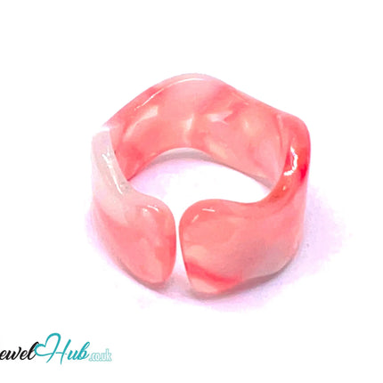 🌷 Open-End Resin Ring – US O · US 7.5 · Soft Rose · Handcrafted CT