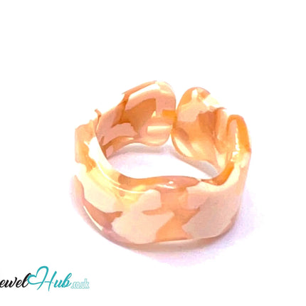 🪵 Open-End Resin Ring – US O · US 7.5 · Sand Drift · Handcrafted CT