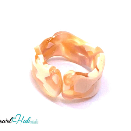 🪵 Open-End Resin Ring – US O · US 7.5 · Sand Drift · Handcrafted CT