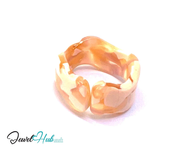 🪵 Open-End Resin Ring – US O · US 7.5 · Sand Drift · Handcrafted CT